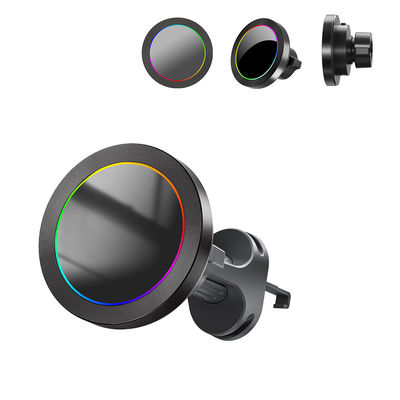 購入 Aluminium Alloy Texture RGB Light Effect Wireless Car Phone Holder With Fast Charging And Adjustable Lights For Automotive online manufacture