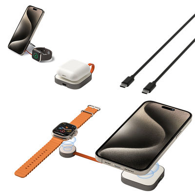 磁気型iPhone 無線充電器 スクウェア ポータブル2イン1 マグセーフ充電器