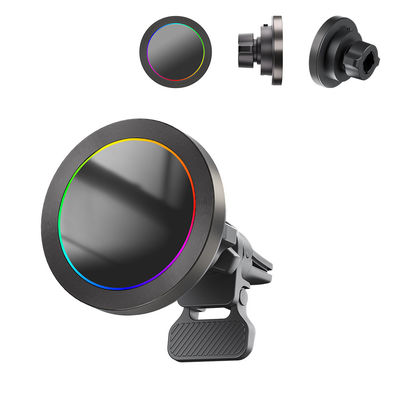 iPhone カー 充電器 超小径 磁気無線充電器 カー マウント アルミ合金 質感 RGB 光効果
